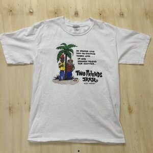 Vintage Two Friends Bar Gildan Shirt Mens Medium White Key West Drinking Tee